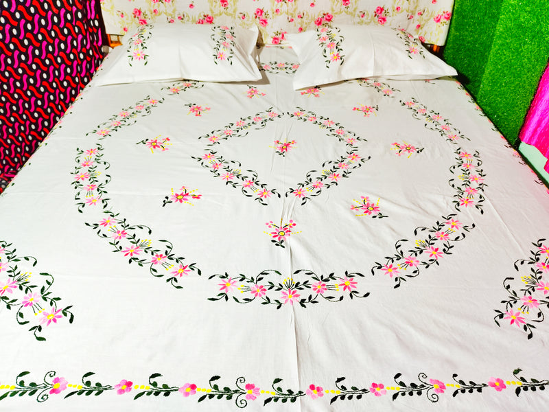 Chikonwala's Hand Embroidered Pure Cotton Bedsheet