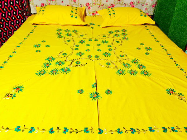 Chikonwala's Hand Embroidered Floral Design Bedsheet