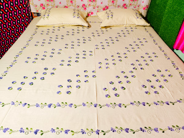 Chikonwala's Hand Embroidered Floral Design Bedsheet