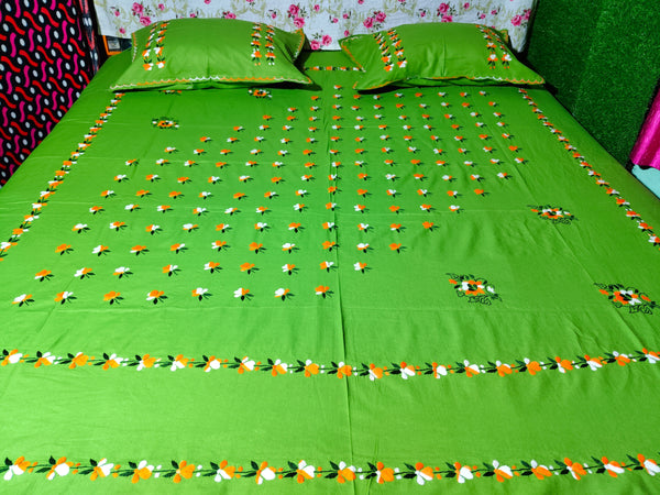 Chikonwala's Hand Embroidered Floral Design Bedsheet