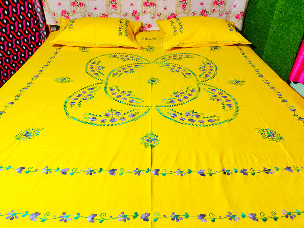 Chikonwala's Hand Embroidered Floral Design Bedsheet