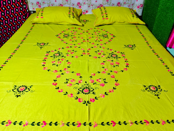 Chikonwala's Hand Embroidered Floral Design Bedsheet