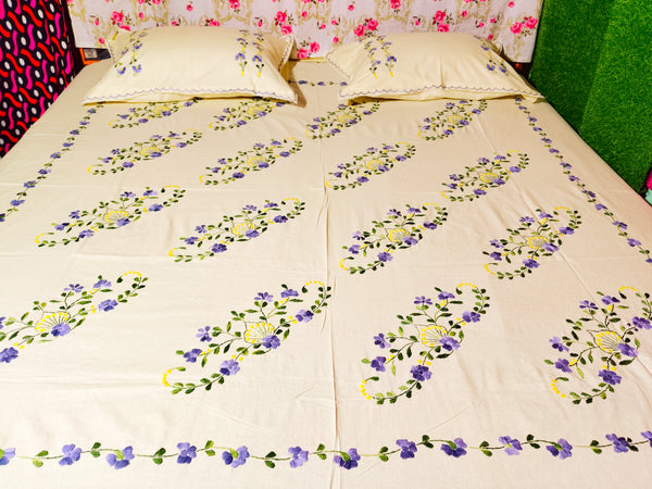 Chikonwala's Hand Embroidered Floral Design Bedsheet