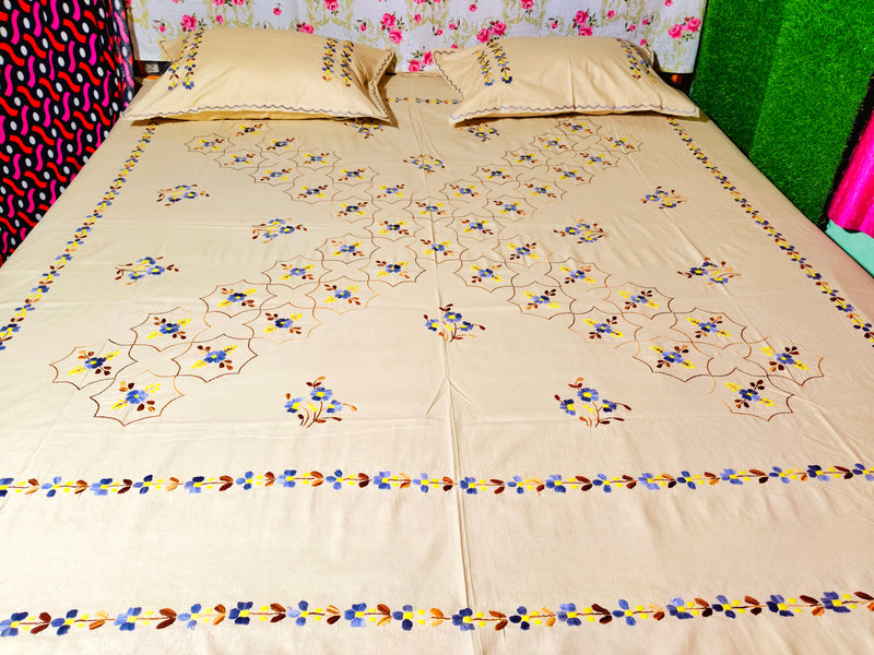 Chikonwala's Hand Embroidered Floral Design Bedsheet