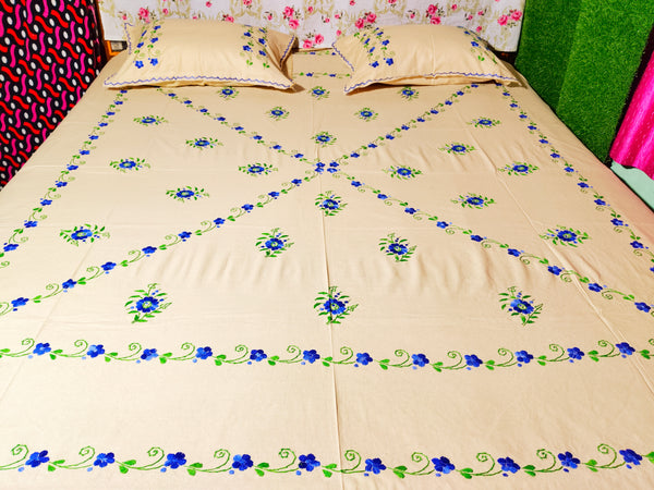 Chikonwala's Hand Embroidered Floral Design Bedsheet