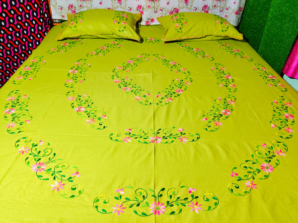 Chikonwala's Hand Embroidered Floral Design Bedsheet