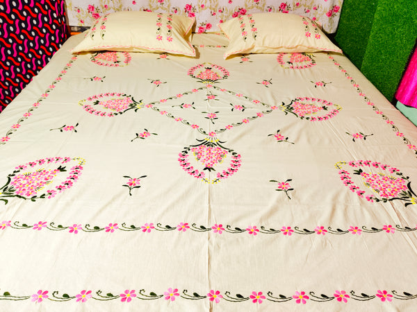 Chikonwala's Hand Embroidered Floral Design Bedsheet