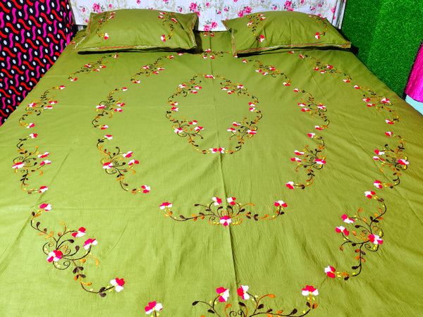 Chikonwala's Hand Embroidered Floral Design Bedsheet