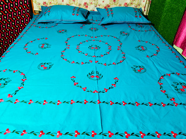 Chikonwala's Hand Embroidered Floral Design Bedsheet