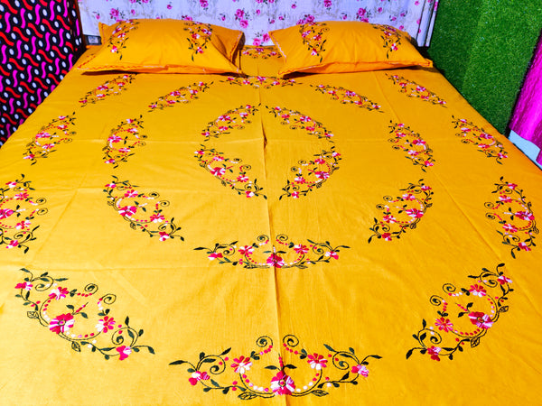 Chikonwala's Hand Embroidered Floral Design Bedsheet