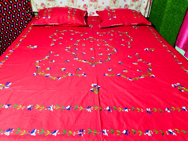 Chikonwala's Hand Embroidered Floral Design Bedsheet