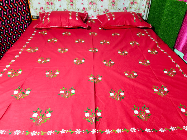 Chikonwala's Hand Embroidered Floral Design Bedsheet