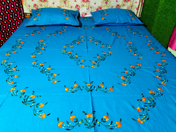 Chikonwala's Hand Embroidered Floral Design Bedsheet