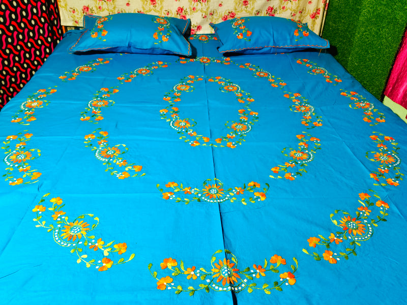 Chikonwala's Hand Embroidered Floral Design Bedsheet