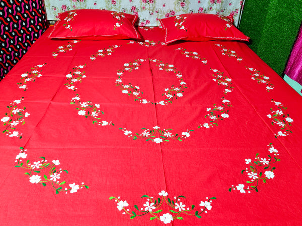 Chikonwala's Hand Embroidered Floral Design Bedsheet