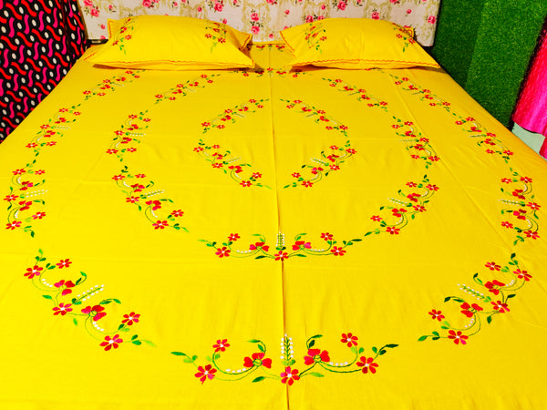 Chikonwala's Hand Embroidered Floral Design Bedsheet