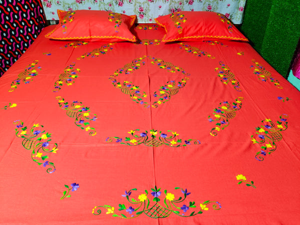 Chikonwala's Hand Embroidered Floral Design Bedsheet