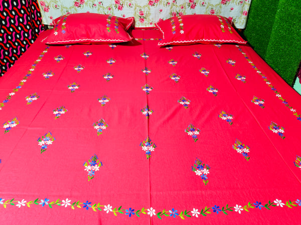 Chikonwala's Hand Embroidered Floral Design Bedsheet