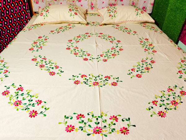 Chikonwala's Hand Embroidered Pure Cotton Bedsheet