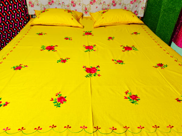 Chikonwala's Hand Embroidered Floral Design Bedsheet