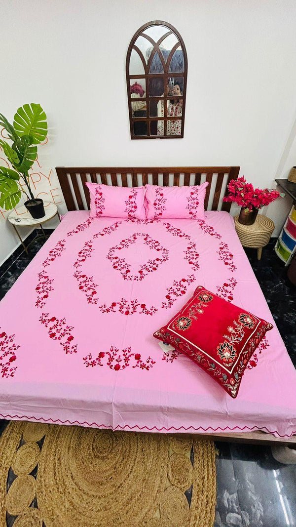 Chikonwala's Hand Embroidered Floral Design Bedsheet