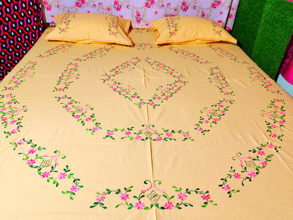 Chikonwala's Hand Embroidered Floral Design Bedsheet