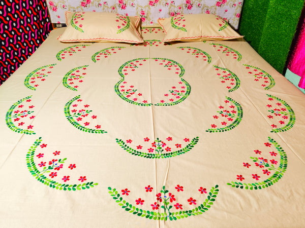 Chikonwala's Hand Embroidered Floral Design Bedsheet