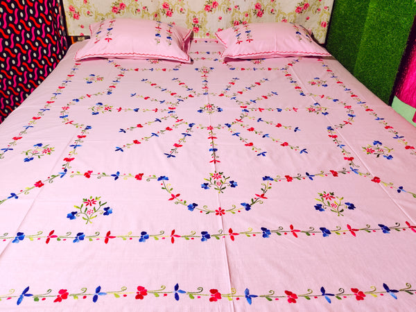 Chikonwala's Hand Embroidered Floral Design Bedsheet