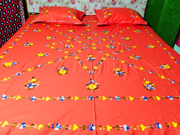 Chikonwala's Hand Embroidered Floral Design Bedsheet