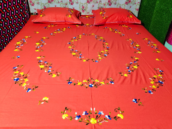 Chikonwala's Hand Embroidered Floral Design Bedsheet