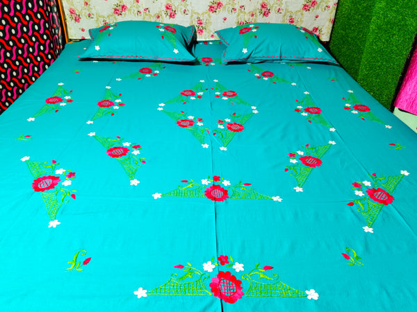 Chikonwala's Hand Embroidered Floral Design Bedsheet