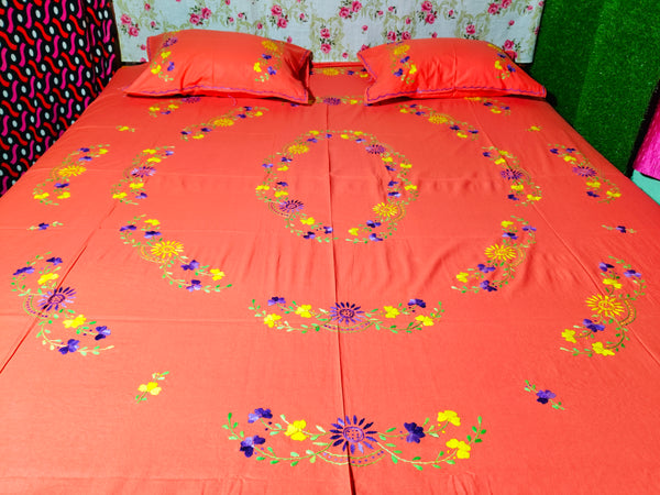 Chikonwala's Hand Embroidered Floral Design Bedsheet