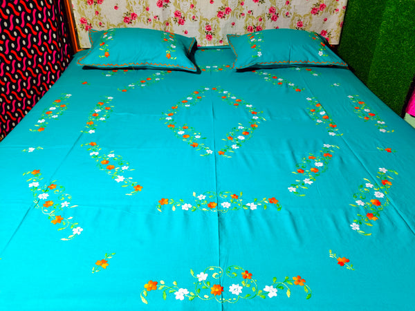 Chikonwala's Hand Embroidered Floral Design Bedsheet