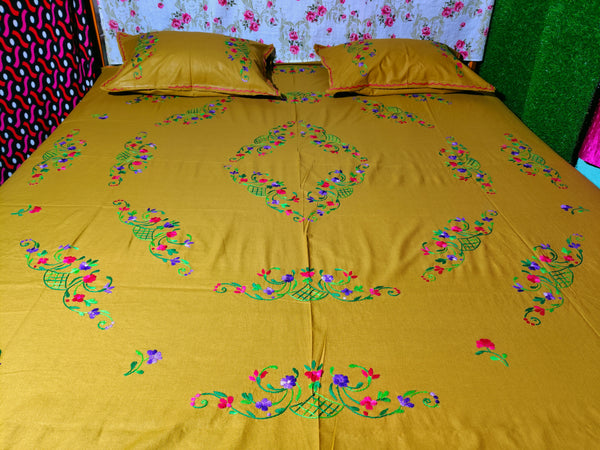 Chikonwala's Hand Embroidered Floral Design Bedsheet