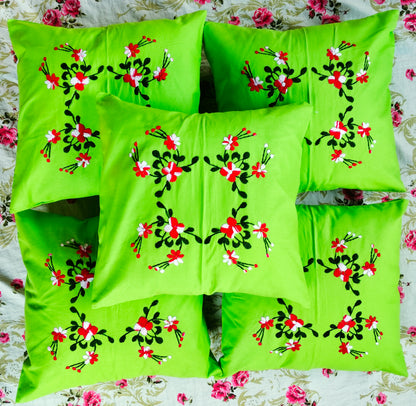 Hand Embroidered Cotton Cushion Covers (Set of 5)