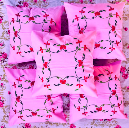 Hand Embroidered Cotton Cushion Covers (Set of 5)
