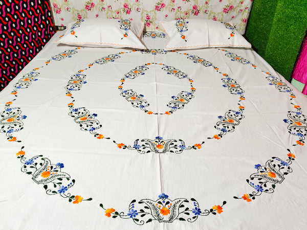 Chikonwala's Hand Embroidered Floral Design Bedsheet