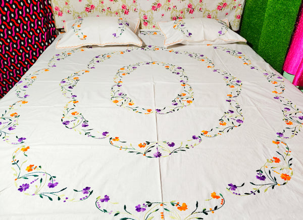 Chikonwala's Hand Embroidered Floral Design Bedsheet