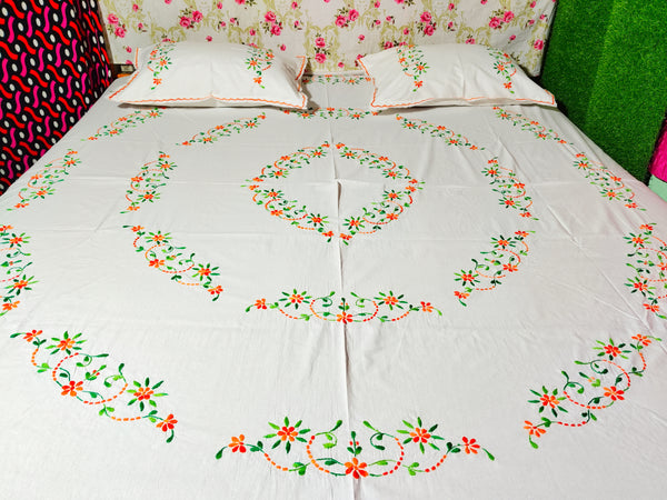 Chikonwala's Hand Embroidered Floral Design Bedsheet