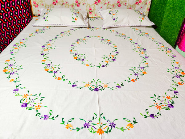 Chikonwala's Hand Embroidered Floral Design Bedsheet