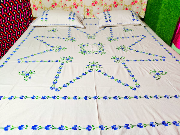 Chikonwala's Hand Embroidered Floral Design Bedsheet