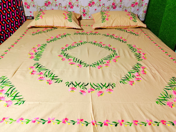 Chikonwala's Hand Embroidered Floral Design Bedsheet