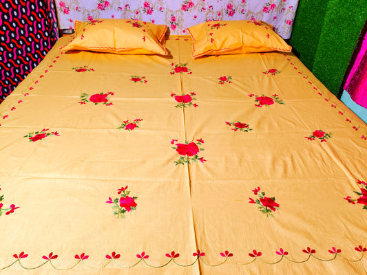 Chikonwala's Hand Embroidered Floral Design Bedsheet