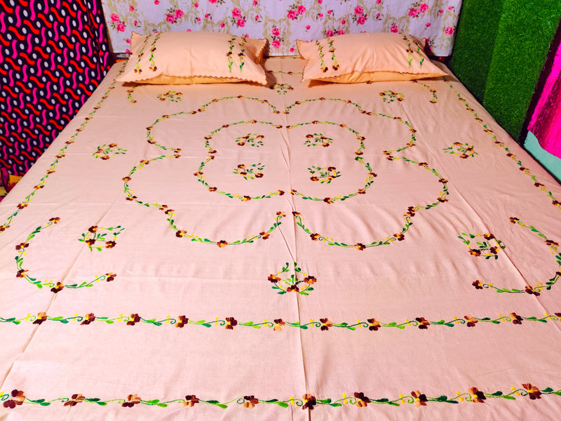 Chikonwala's Hand Embroidered Floral Design Bedsheet