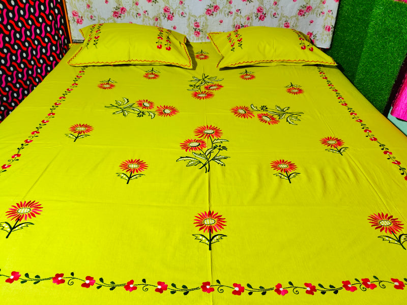 Chikonwala's Hand Embroidered Floral Design Bedsheet