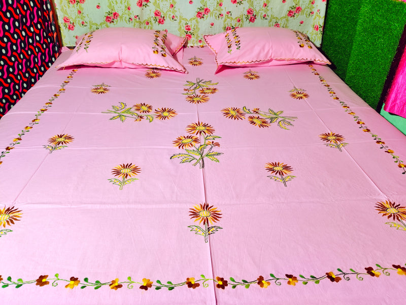 Chikonwala's Hand Embroidered Floral Design Bedsheet