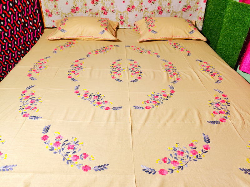 Chikonwala's Hand Embroidered Floral Design Bedsheet