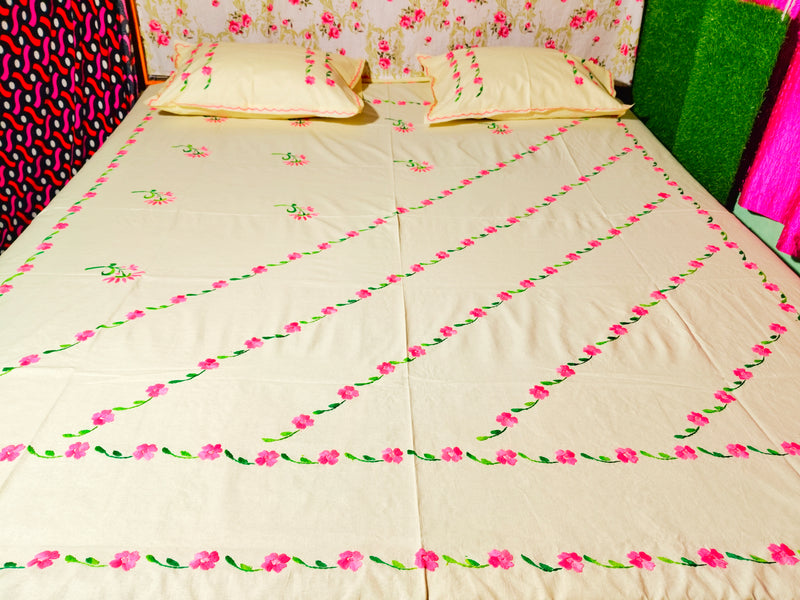 Chikonwala's Hand Embroidered Floral Design Bedsheet