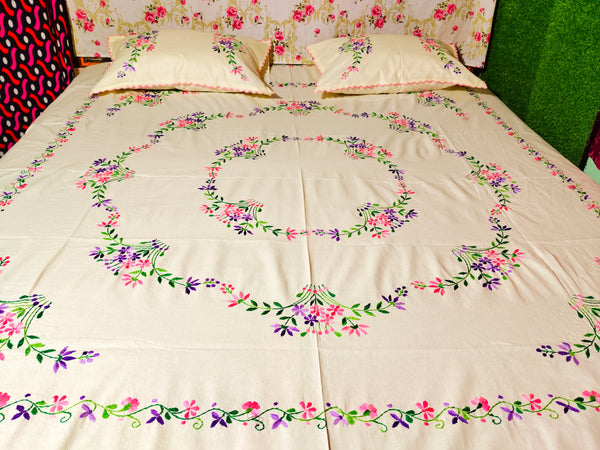 Chikonwala's Hand Embroidered Floral Design Bedsheet