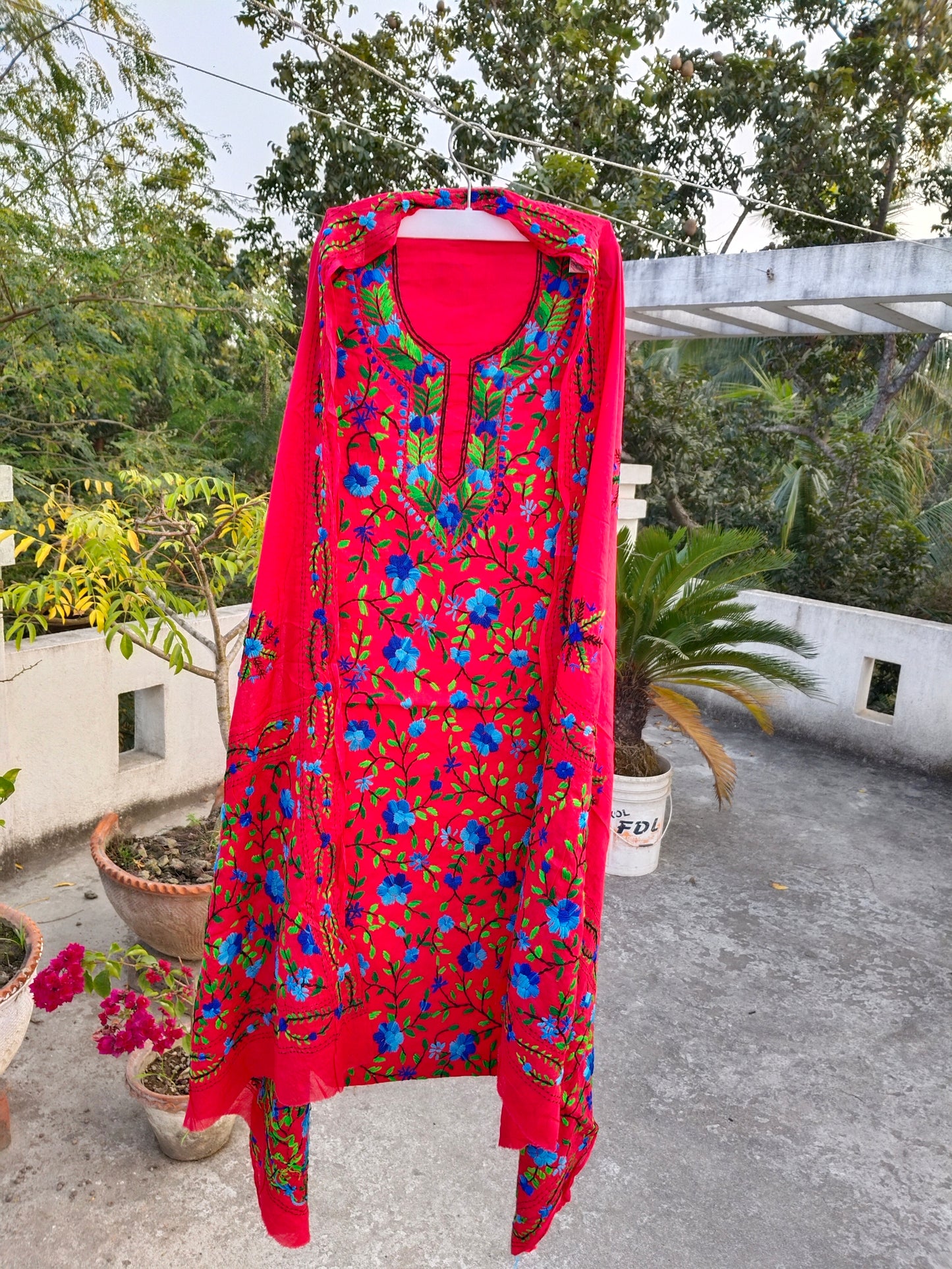 Chikonwala's Exclusive Hand Embroidered Fulkari Dress